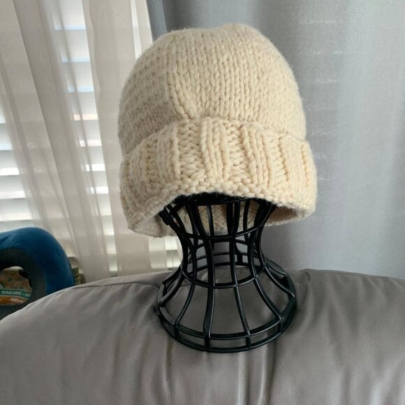 Homemade Cream Knit Hat - Picture 2 of 3